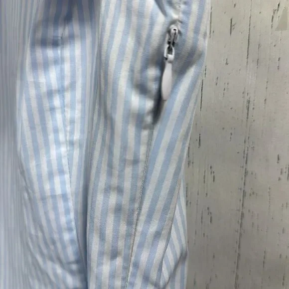 Ivanka Trump Striped Sleeveless Peplum Cotton Nautical Summer Blue White Top - Picture 8 of 12